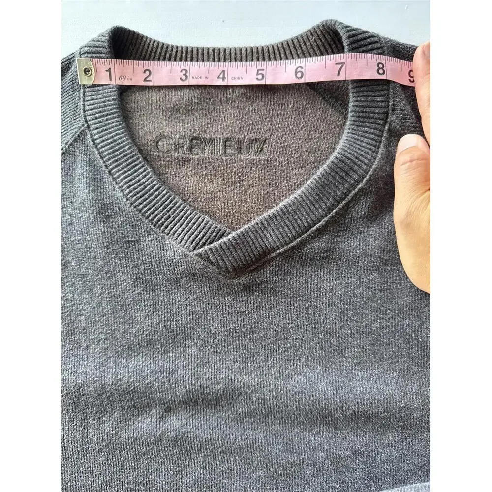 Cremieux V-Neck Knit‎ Mens XL Grey Long Sleeve Dark Academia Preppy Minimalist